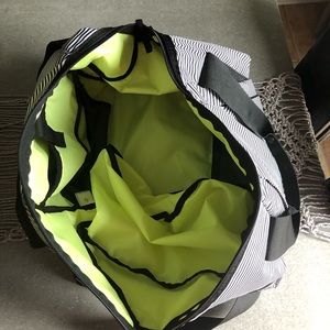 Black and White Striped Workout Bag